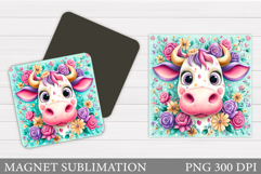 Cow Magnet Sublimation. Cute Cow Sublimation Product Image 1