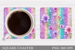 Floral Coaster Design. Flowers Coaster Sublimation Product Image 1