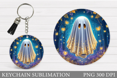 Halloween Ghost Keychain. Halloween Keychain Sublimation Product Image 1