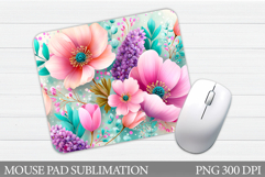Floral Mouse Pad Sublimation. Flowers Mouse Pad Design Product Image 1
