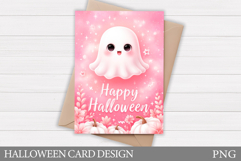 Cute Halloween Card Printable. Halloween Ghost Card Design Product Image 1