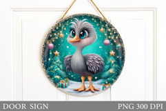 Christmas Ostrich Door Sign. Christmas Door Sign Sublimation Product Image 1