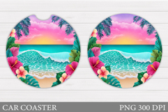 Sea Car Coaster Sublimation. Beach Car Coaster Design Product Image 1