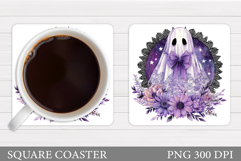 Lace Ghost Teacher Coaster. Halloween Coaster Sublimation Product Image 1