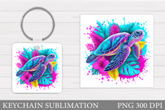 Turtle Keychain Sublimation. Sea Turtle Sublimation Product Image 1