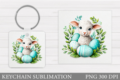 Easter Lamb Keychain Sublimation. Easter Keychain Design Product Image 1