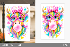 Highland Cow Garden Flag. Highland Cow Sublimation Product Image 1
