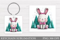 Christmas Bunny Keychain. Christmas Keychain Design Product Image 1