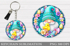 Easter Gnome Keychain Design. Easter Keychain Sublimation Product Image 1