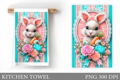 Cute Bunny Kitchen Towel Design. Cute Bunny Sublimation Product Image 1