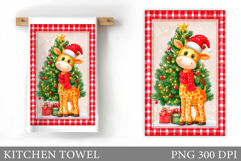 Cute Giraffe Kitchen Towel. Christmas Kitchen Towel Design Product Image 1