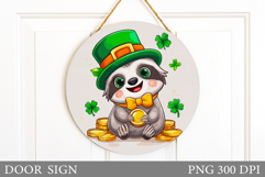 St Patrick Sloth Door Sign. St Patrick Door Sign Design Product Image 1