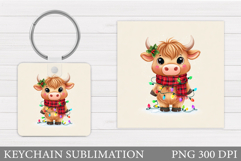 Christmas Cow Keychain. Christmas Keychain Design Product Image 1