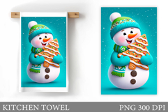 Snowman Kitchen Towel Design. Christmas Kitchen Towel Product Image 1