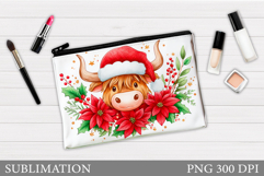Christmas Cow Cosmetics Bag. Christmas Makeup Bag Design Product Image 1