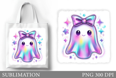 Cute Ghost Tote Bag Design. Cute Halloween Sublimation Product Image 1