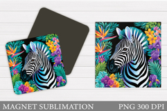 Zebra Magnet Design. Summer Zebra Magnet Sublimation Product Image 1