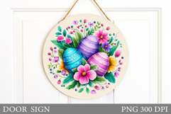 Easter Door Sign Sublimation. Easter Eggs Door Sign Design Product Image 1