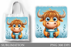 Cute Cow Tote Bag Design. Cute Cow Sublimation Product Image 1