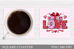 Love Coaster Sublimation. Valentines Coaster Design Product Image 1