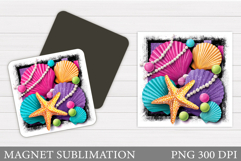 Starfish Magnet Design. Seashell Magnet Sublimation Product Image 1