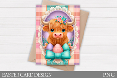Easter Cow Card Printable. Easter Card Design Product Image 1