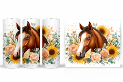 Horse Flowers Tumbler. Cute Horse Tumbler Sublimation Product Image 2