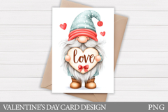 Valentines Gnome Card Printable. Valentines Card Design Product Image 1
