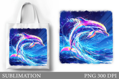 Dolphin Tote Bag Sublimation. Cute Dolphin Sublimation Product Image 1