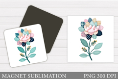 Patchwork Flower Magnet. Floral Magnet Sublimation Product Image 1