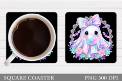 Iridescent Ghost Coaster Design. Cute Halloween Sublimation Product Image 1