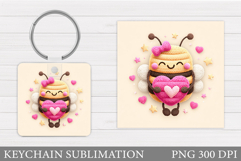 Valentines Bee Keychain. Valentines Keychain Design Product Image 1