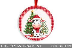 Cute Cow Christmas Ornament. Christmas Ornament Sublimation Product Image 1