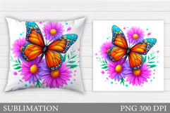 Butterfly Pillow Design. Butterfly Flowers Pillow Product Image 1