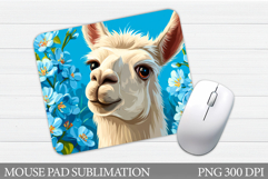 Lama Mouse Pad Design. Lama Flowers Mouse Pad Sublimation Product Image 1