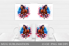 Patriotic Horse Mug Design. Patriotic Mug Sublimation Product Image 1