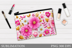Flowers Makeup Bag Design. Floral Makeup Pouch Sublimation Product Image 1