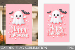 Cute Halloween Garden Flag. Cute Ghost Pumpkin Garden Flag Product Image 1