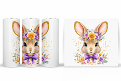 Cute Bunny Tumbler Design. Bunny Flowers Tumbler Sublimation Product Image 2