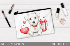 Valentines Dog Cosmetics Bag. Valentines Makeup Bag Design Product Image 1