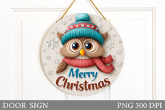 Christmas Owl Door Sign. Christmas Door Sign Sublimation Product Image 1