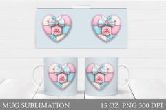 Heart Mug Wrap Design. Valentines Mug Sublimation Product Image 1