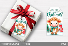 Christmas Cow Gift Tag Printable. Christmas Gift Tag Design Product Image 1