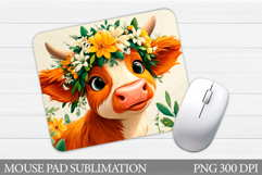 Summer Cow Mouse Pad Design. Cow Sublimation Product Image 1