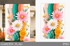 Daisy Flowers Garden Flag. Floral Garden Flag Design Product Image 1