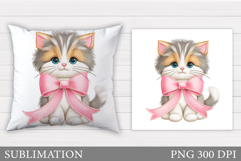Cute Cat Pillow Design. Cute Cat Sublimation Product Image 1