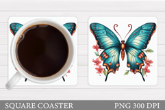 Butterfly Coaster Sublimation. Butterfly Coaster Design Product Image 1