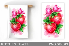 Strawberry Kitchen Towel. Flowers Kitchen Towel Design Product Image 1