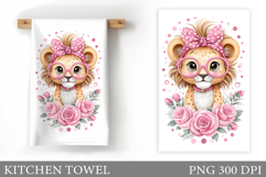 Lion Kitchen Towel Design. Spring Kitchen Towel Sublimation Product Image 1