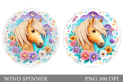 Cute Horse Wind Spinner Design. Horse Sublimation Product Image 1